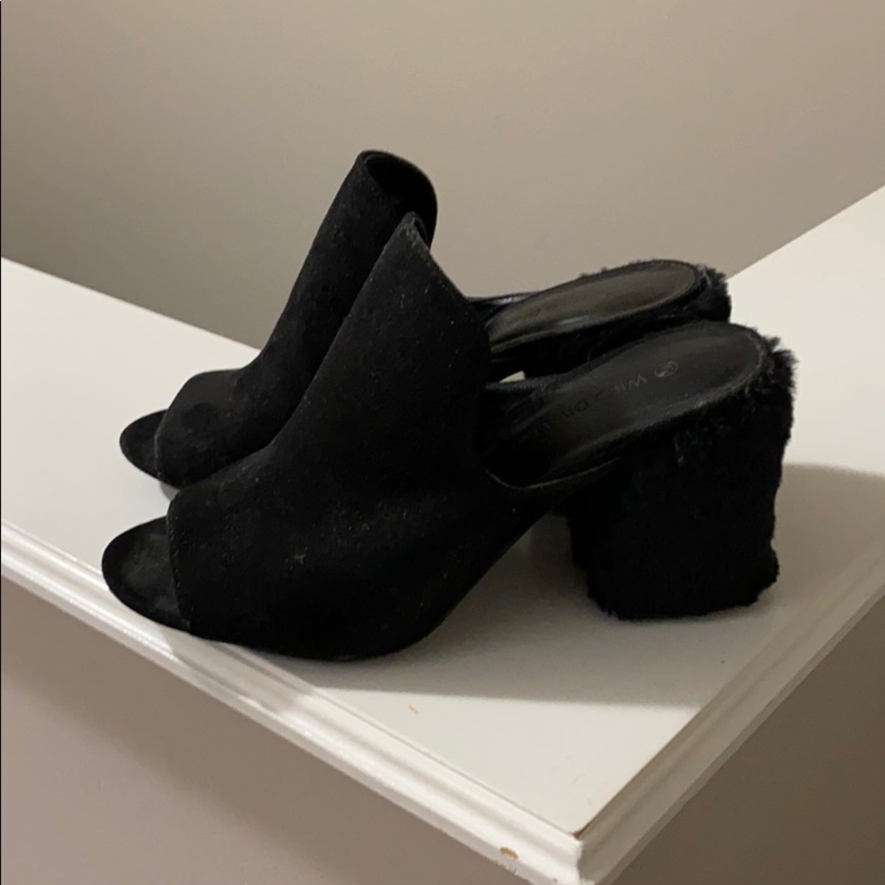 Suede Black Mule Heels